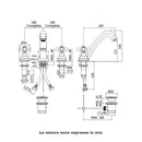 Batteria lavabo 3 fori Iris IRV055GF Paffoni a bocca bassa con scarico 1" 1/4