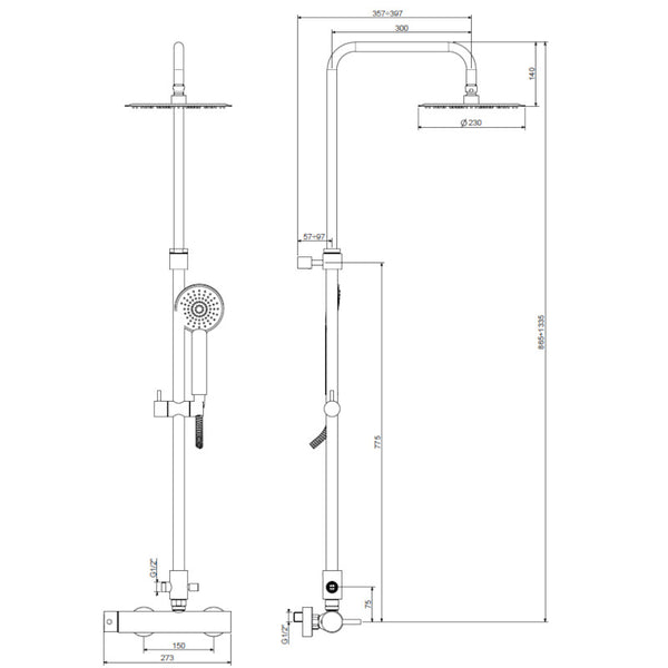 Colonna doccia Paffoni MINI MASTER ZCOL 686SK2 con miscelatore SK168RCR