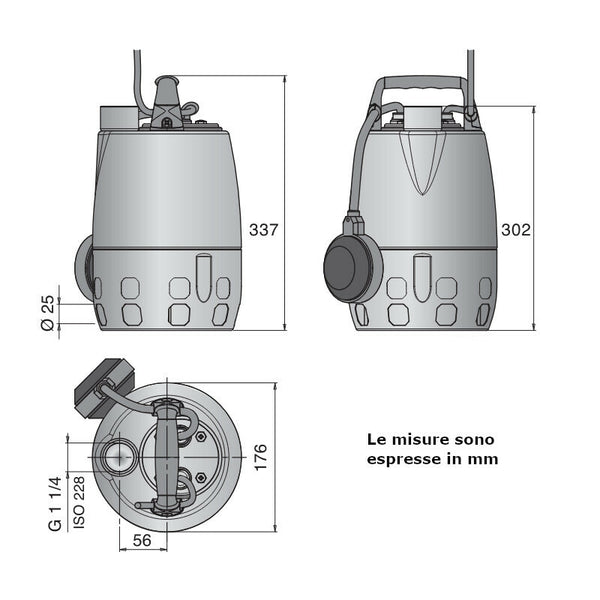 Calpeda GXVM 25-10 pompa sommergibile con girante vortex e galleggiante 0,45 kW 72U10400003