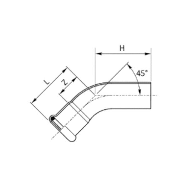 Curva 45° a pressare maschio femmina inox 181/451