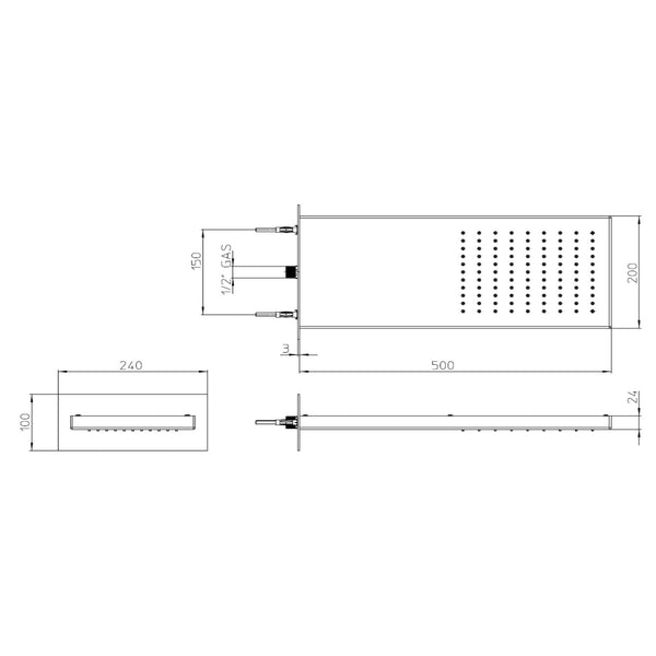 Manhattan 1 spray Bossini I00575 Soffione rettangolare 50x20