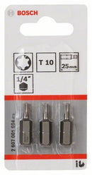 Bosch 3 bit di avvitamento extra duro T10, 25 mm, codolo esagonale 1/4