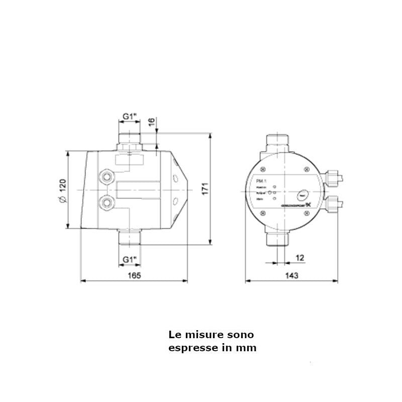 Pressure manager PM 1 Grundfos per avvio pompe 1,5 bar 1200 W