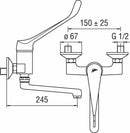 Nobili Ausili Sanitari miscelatore lavello a parete con leva clinica cromo