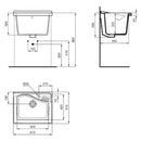 Lavatoio Lago T472901 Ideal Standard 61,5 x 51 x 39 cm bianco lucido
