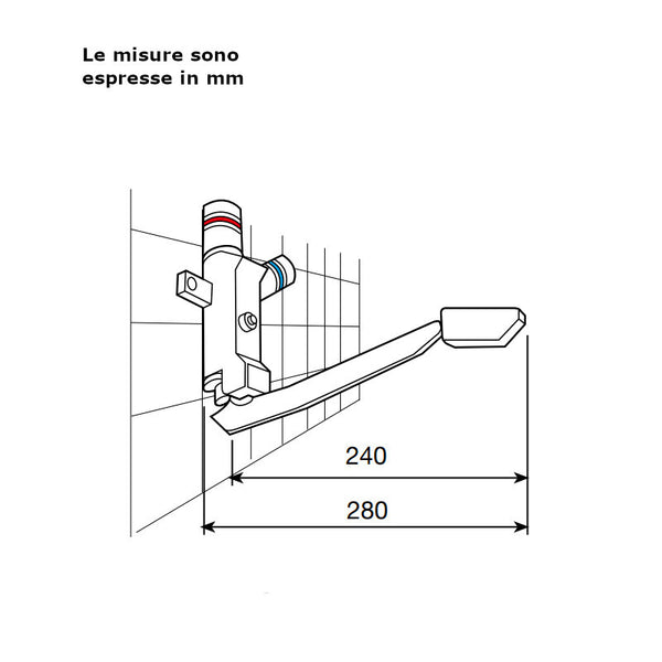 Miscelatore a pedale a parete River R520 283 - acqua miscelata