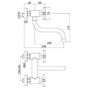 Paffoni Quattro gruppo lavello canna S cromo