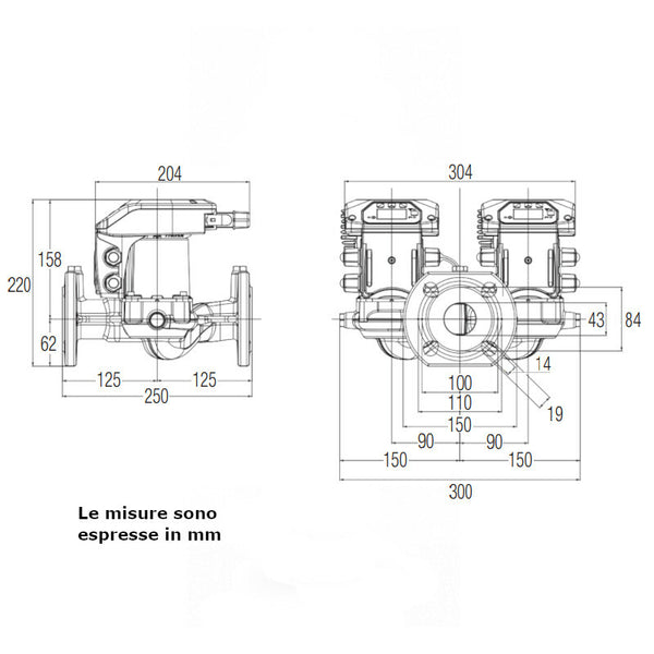 Dab Evoplus Small D 60/250.40 M circolatore elettronico gemellare flangiato 60220936