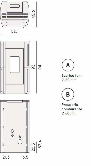 Cadel Perla 7 stufa Pellet Air ermetica 7 KW in metallo