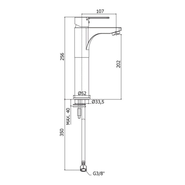 Miscelatore lavabo prolungato Paffoni RED senza scarico RED071CR120