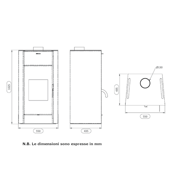 Stufa a legna Efesto Zanutta ventilata 11 kW nero