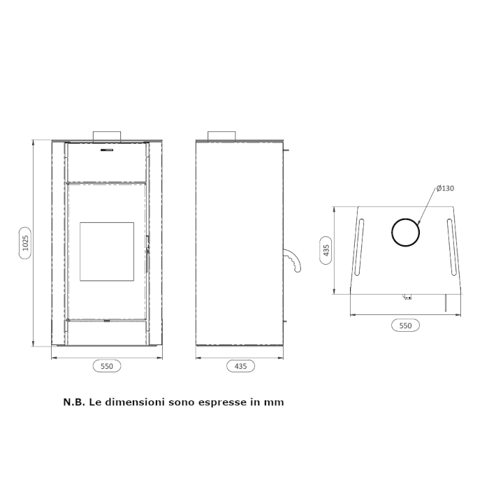 Stufa a legna Efesto Zanutta ventilata 11 kW nero