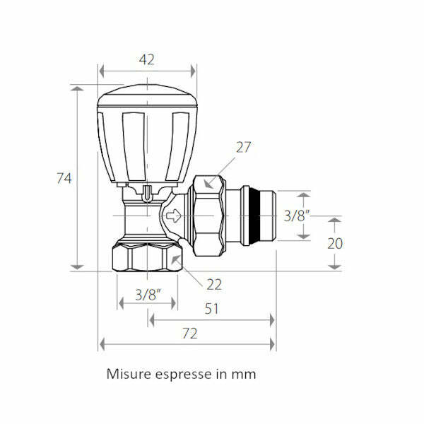 Giacomini R421TG valvola termostatizzabile a squadra 3/8" per radiatori