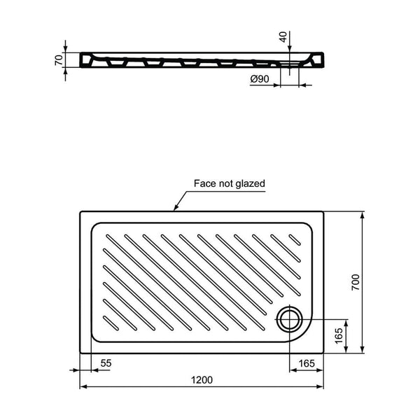 Piatto doccia Eurovit 120x70 T468401 Ideal Standard