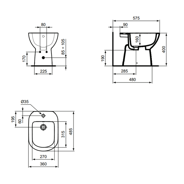 Bidet a pavimento I.LIFE A T467401 bianco