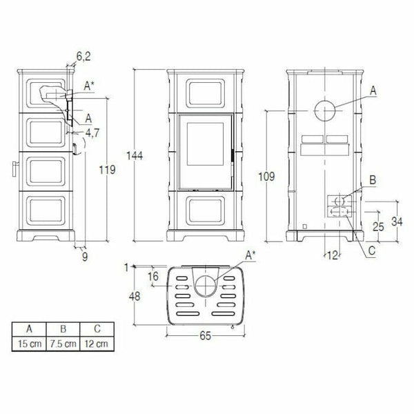 Piazzetta E928 C stufa a legna 11 kW