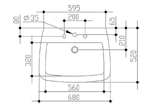 Ideal Standard 21 Lavabo Sospeso 68 x 52 cm