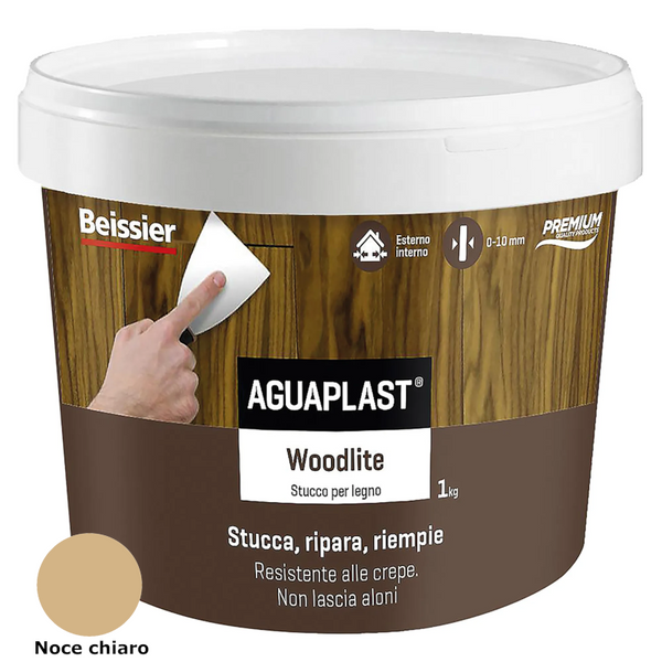 Stucco per legno WOODLITE noce chiaro Aguaplast 1 kg