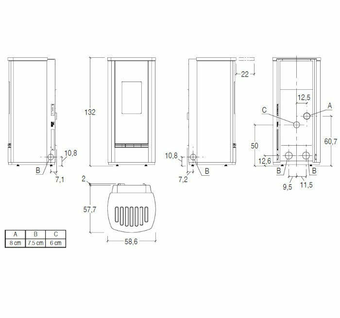 Piazzetta P230 M stufa a pellet 11 kW scarico posteriore