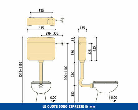 Pucci 0490 eco cassetta esterna 9-4 litri due pulsanti di scarico