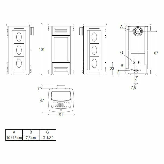 Piazzetta G958 stufa a gas metano canalizzabile 5 kW