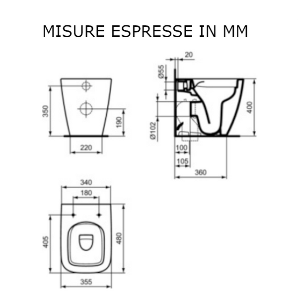 Vaso a terra i.life S T459401 Ideal Standard bianco europeo