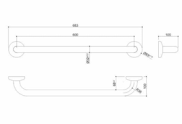 Ponte Giulio Paint maniglione di sicurezza lineare 68,3 cm bianco lino