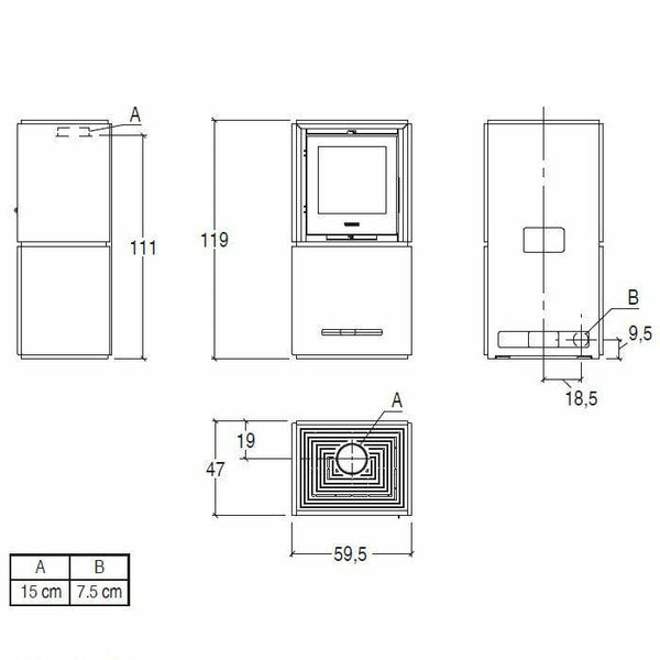 Piazzetta QUBE 2 stufa a legna 9 kW
