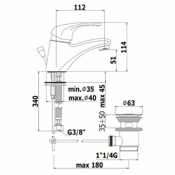 Paffoni Nettuno Due miscelatore lavabo con scarico automatico cromo