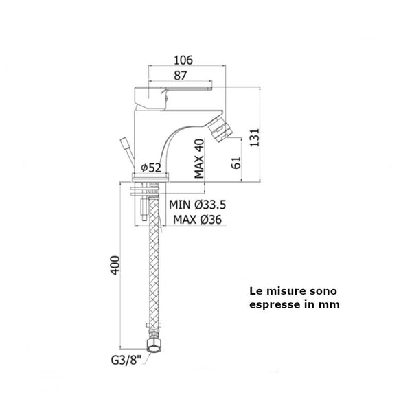 Paffoni Red miscelatore bidet RED131CR senza piletta di scarico