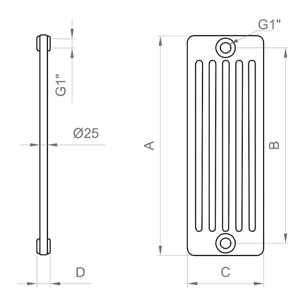 Radiatore a 6 colonne Ercos Comby in acciaio bianco