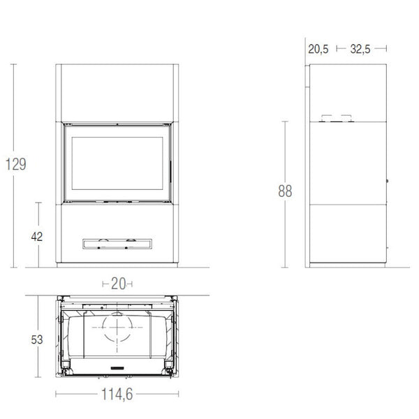 Piazzetta BERNA MC 105/48 BL stufa caminetto a legna 12 kW