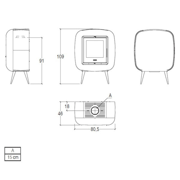 Piazzetta BONNY stufa a legna 9 kW