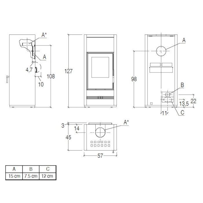 Piazzetta E928 stufa a legna 11 kW