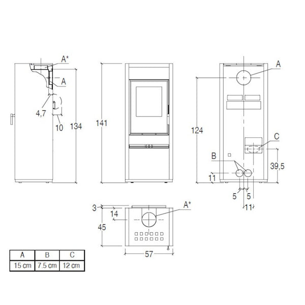 Piazzetta E928 A stufa a legna 11 kW