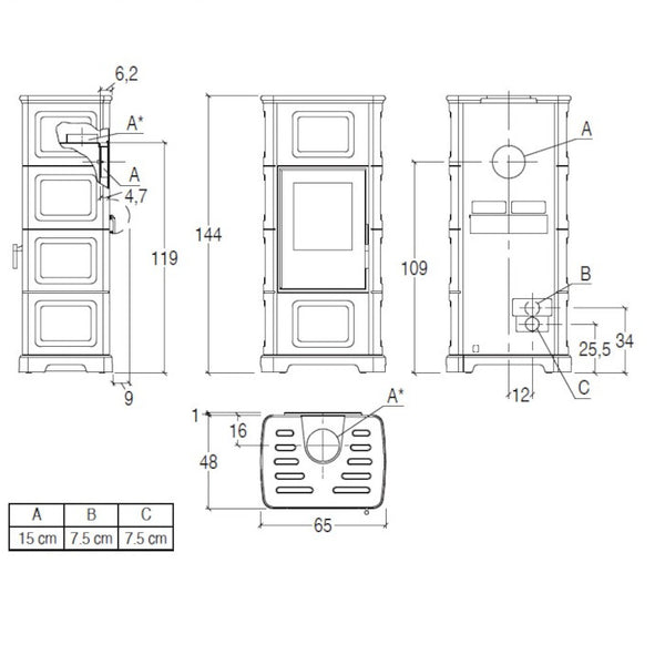 Piazzetta E928 C BCS stufa a legna 11,1 kW