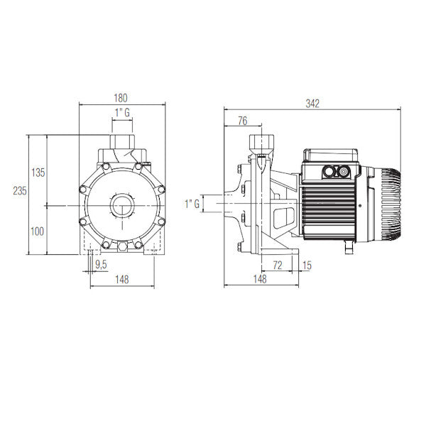 Jet 102M Elettropompa centrifuga autoadescante 0,75 kw - 1 hp per