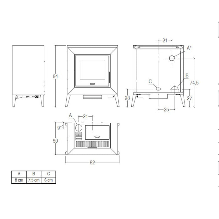 Piazzetta LINE stufa a pellet 9,2 kW