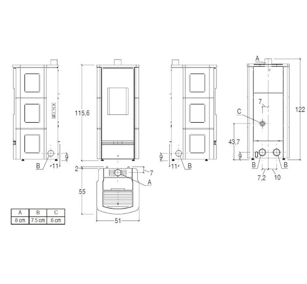 Piazzetta P920 C TOP stufa a pellet 8,5 kW scarico superiore