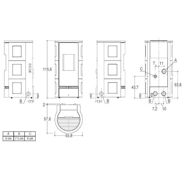 Piazzetta P920 K stufa a pellet 8,5 kW scarico posteriore