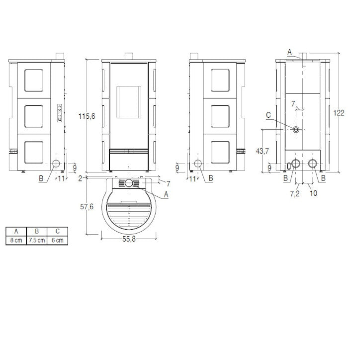 Piazzetta P920 K TOP stufa a pellet 8,5 kW scarico superiore