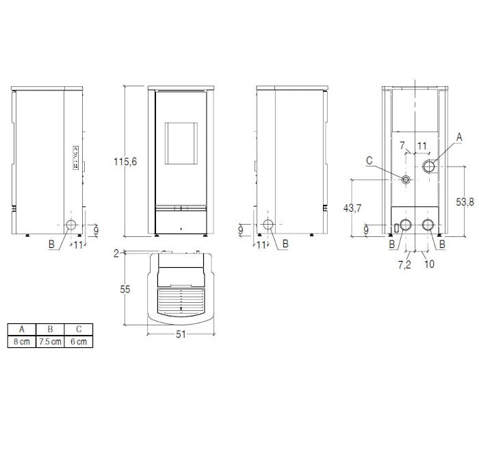 Piazzetta P920 M stufa a pellet 8,5 kW scarico posteriore