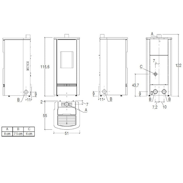 Piazzetta P920 M TOP stufa a pellet 8,5 kW scarico superiore