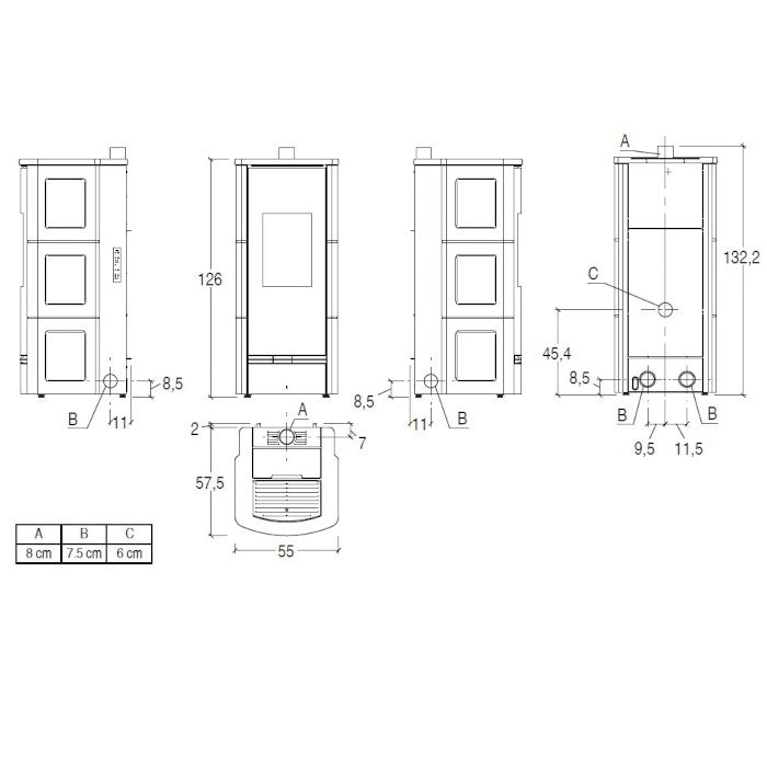 Piazzetta P930 C TOP stufa a pellet 11 kW scarico superiore