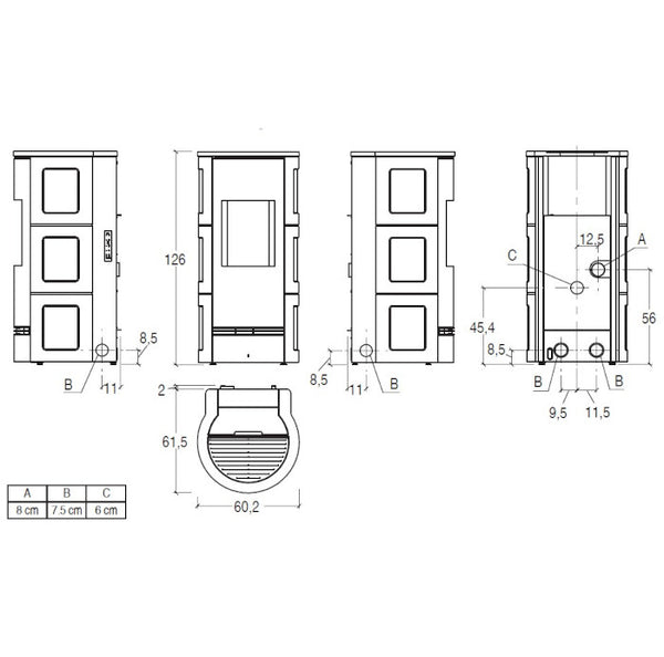 Piazzetta P930 K stufa a pellet 11 kW scarico posteriore