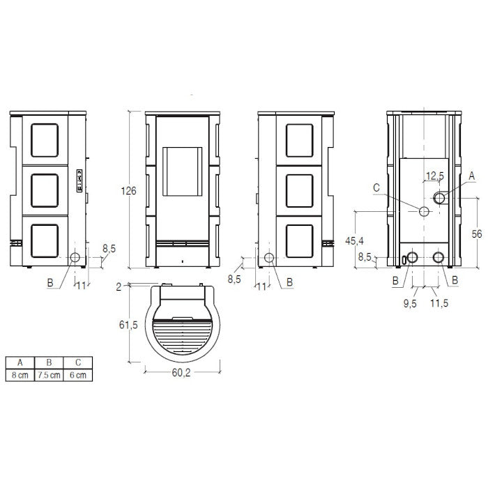 Piazzetta P930 K stufa a pellet 11 kW scarico posteriore