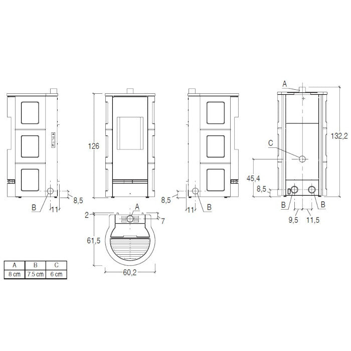 Piazzetta P930 K TOP stufa a pellet 11 kW scarico superiore