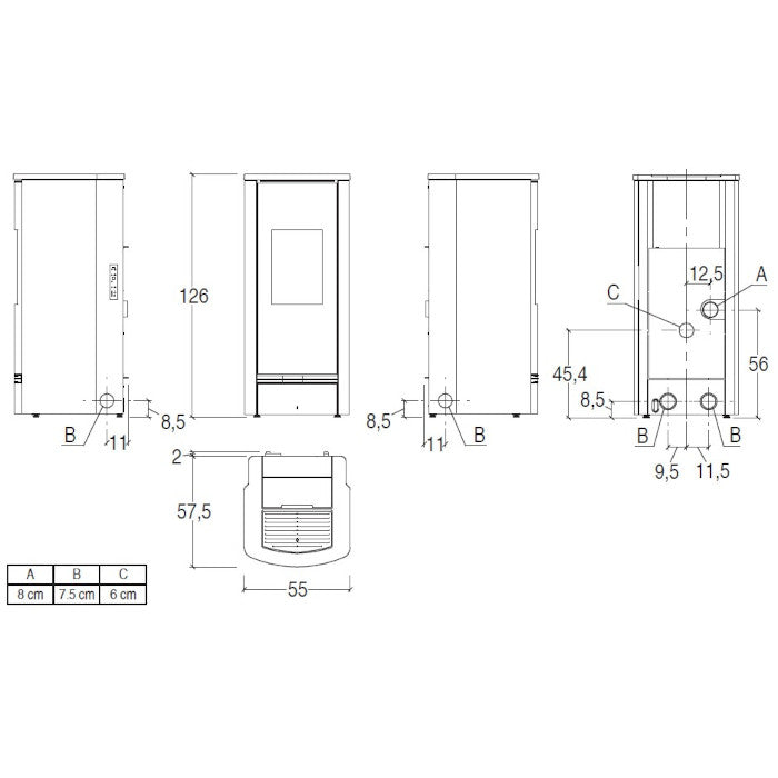 Piazzetta P930 M stufa a pellet 11 kW scarico posteriore