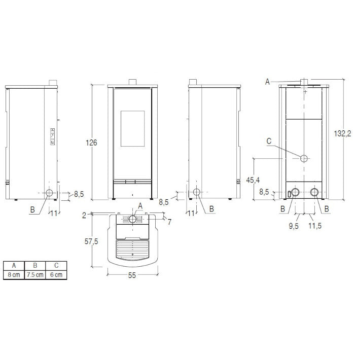 Piazzetta P930 M TOP stufa a pellet 11 kW scarico superiore