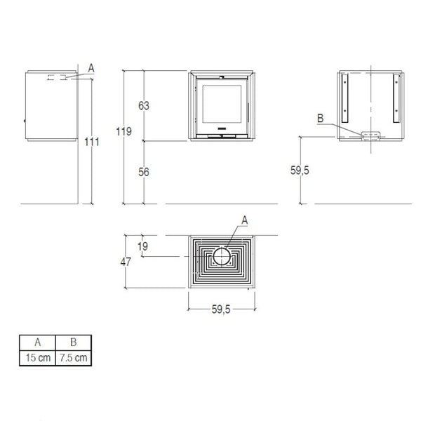 Piazzetta QUBE 1 stufa a legna 9 kW